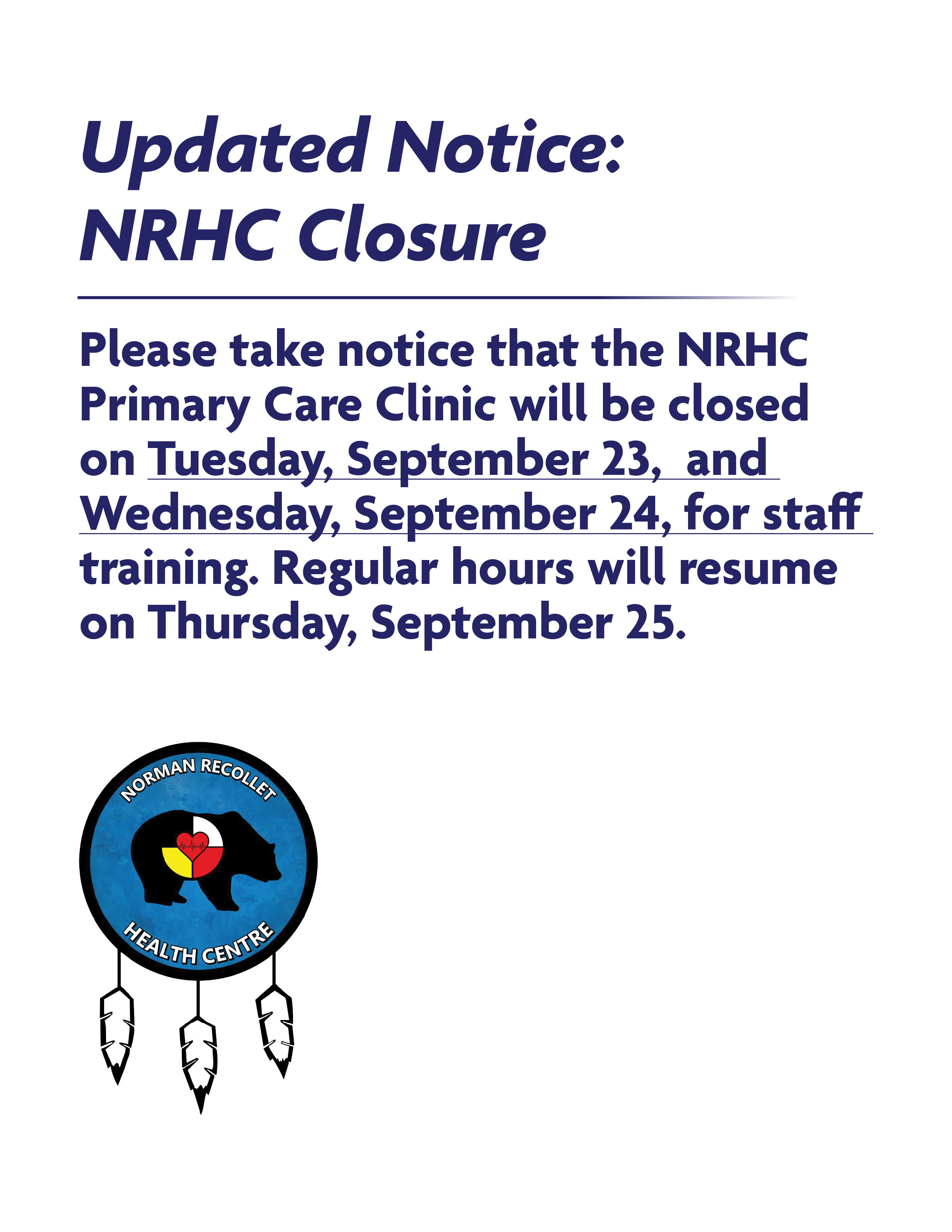 notice nrhc closed