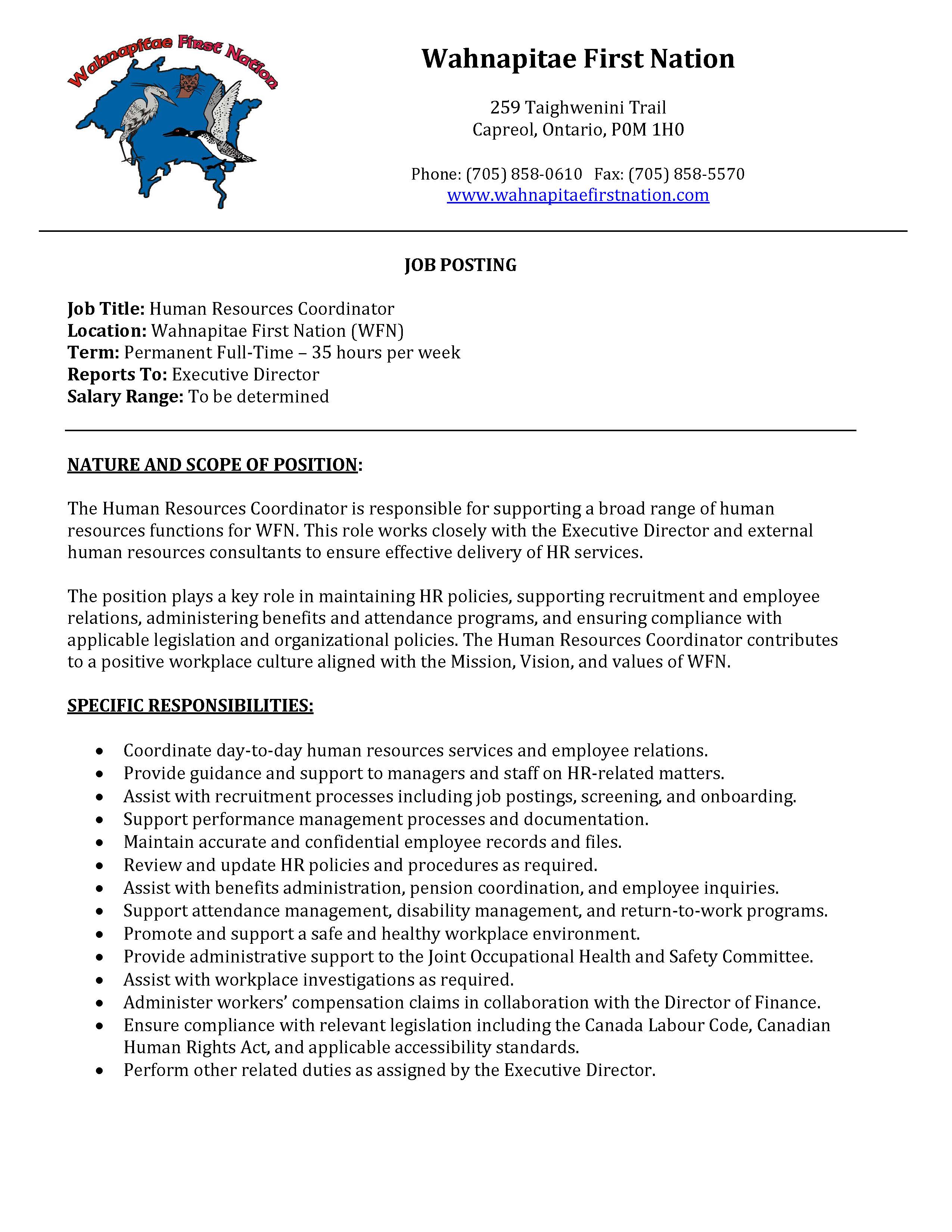 Human Resources Coordinator Page 1